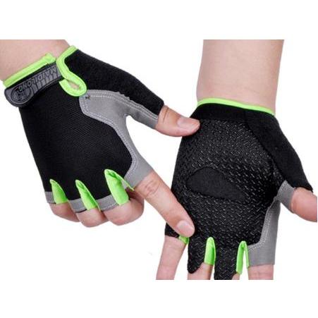 Breathable Half Finger Cycling Gloves for Men & Women green-a l by HitMyNeed