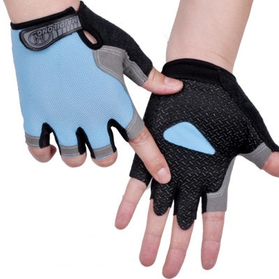 Breathable Half Finger Cycling Gloves for Men & Women light-blue-a xl by HitMyNeed