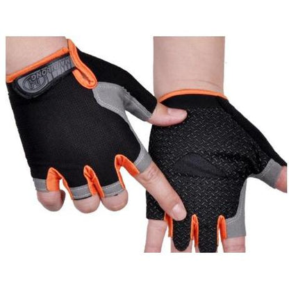 Breathable Half Finger Cycling Gloves for Men & Women orange-a m by HitMyNeed