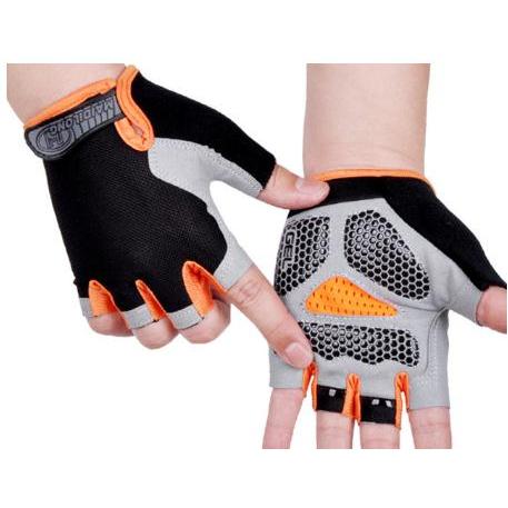 Breathable Half Finger Cycling Gloves for Men & Women orange-b m by HitMyNeed