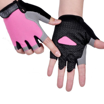 Breathable Half Finger Cycling Gloves for Men & Women pink-a l by HitMyNeed