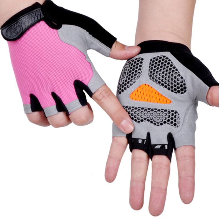 Breathable Half Finger Cycling Gloves for Men & Women pink-b xl by HitMyNeed