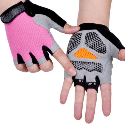 Breathable Half Finger Cycling Gloves for Men & Women pink-b xl by HitMyNeed