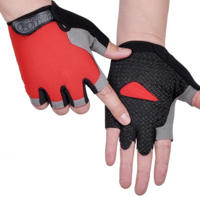 Breathable Half Finger Cycling Gloves for Men & Women red-a m by HitMyNeed