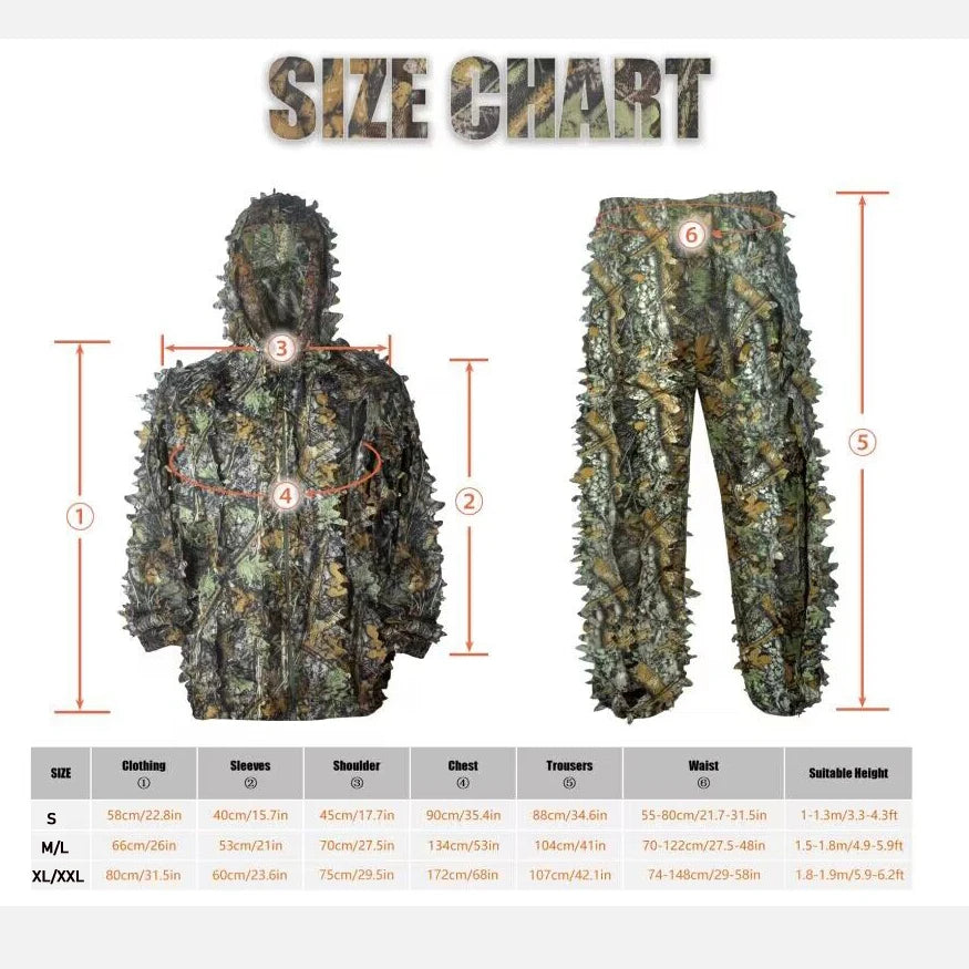 Breathable Leafy Camouflage Hunting Suit 6‑Piece Set by HitMyNeed