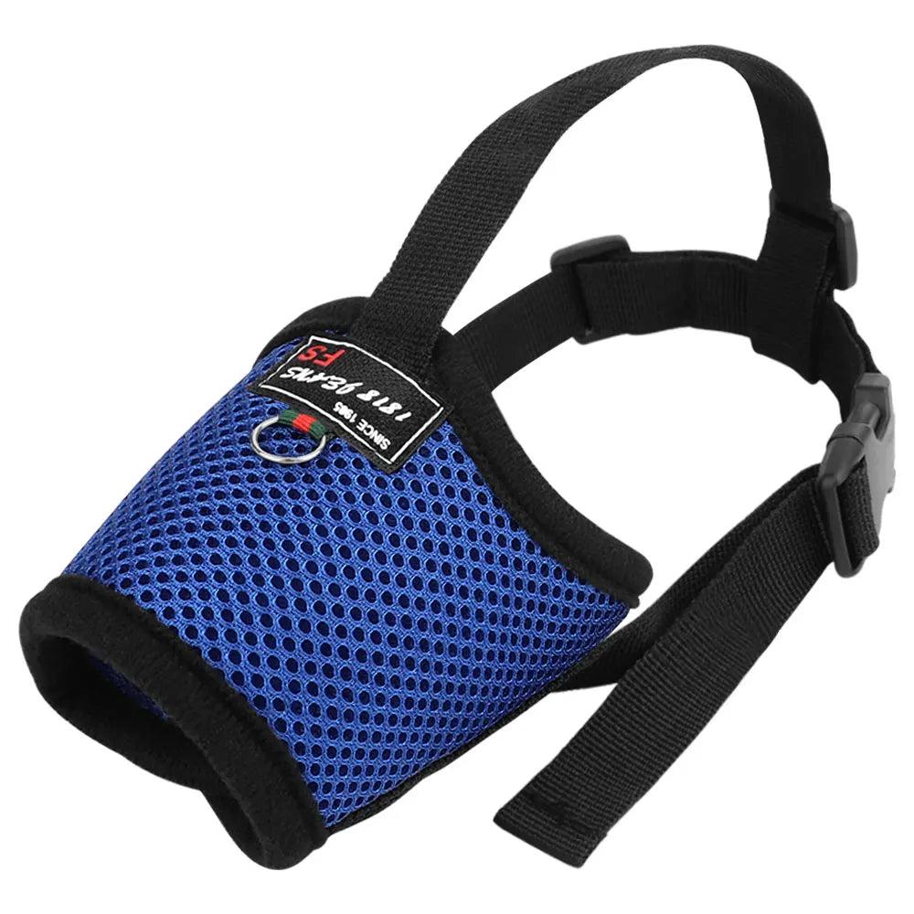 Breathable Mesh Nylon Adjustable Dog Muzzle blue 2xl by HitMyNeed