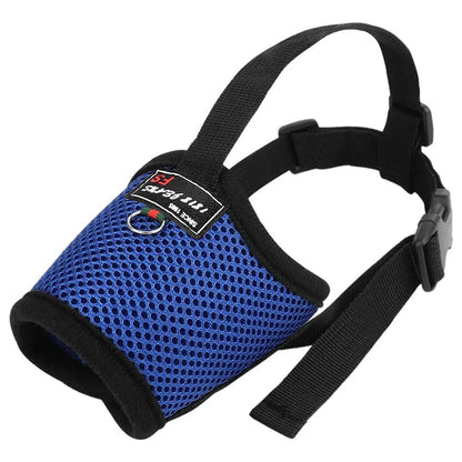 Breathable Mesh Nylon Adjustable Dog Muzzle blue 2xl by HitMyNeed