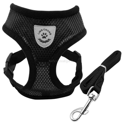 Breathable Mesh Small Dog Harness and Leash Set by HitMyNeed