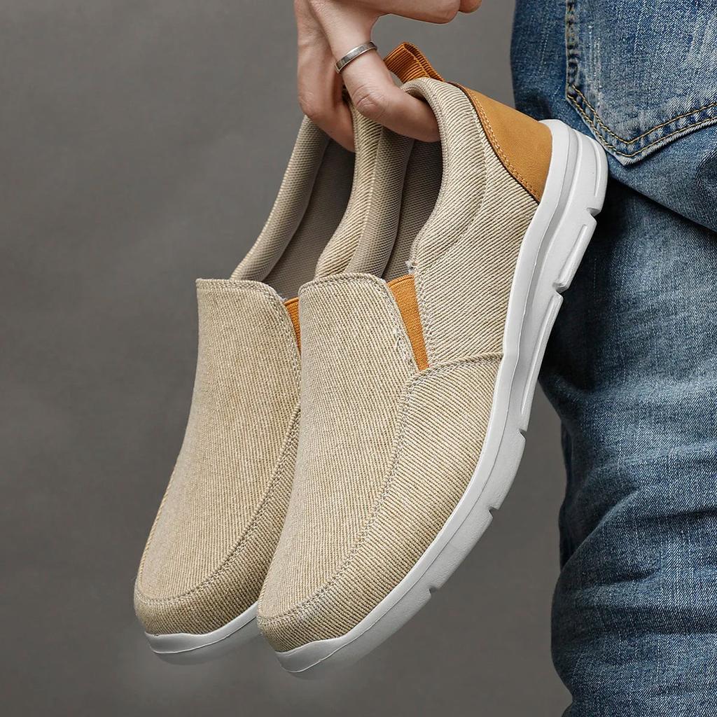 Breathable Slip-On Men's Canvas Shoes khaki 45.0 by HitMyNeed