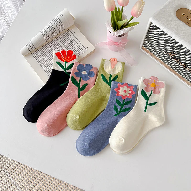 Breathable Women's Floral Cotton Socks by HitMyNeed