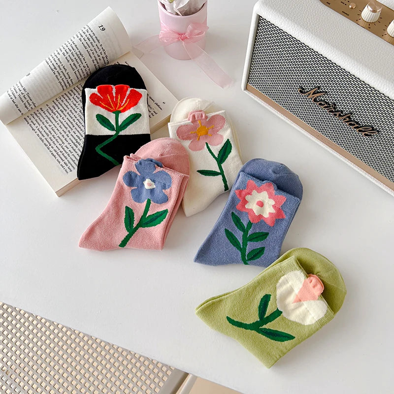 Breathable Women's Floral Cotton Socks by HitMyNeed