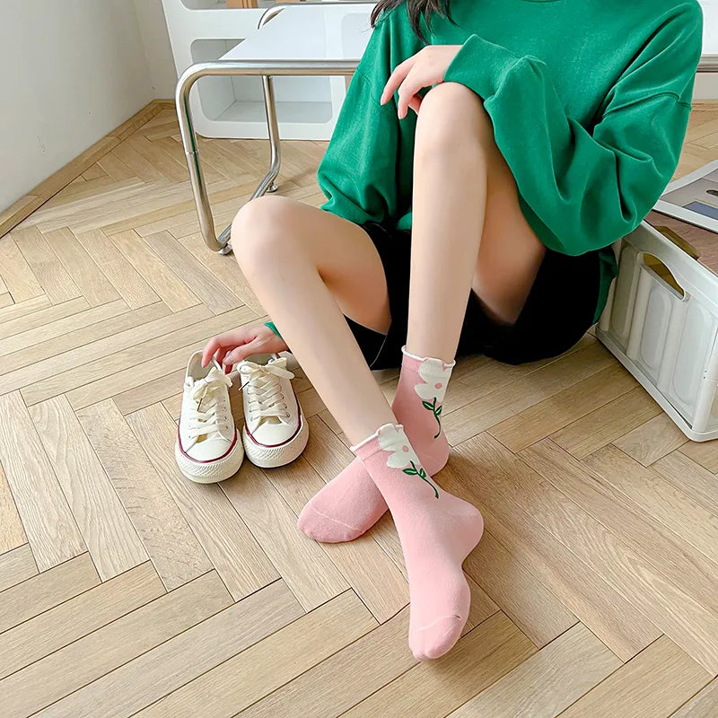 Breathable Women's Floral Cotton Socks by HitMyNeed