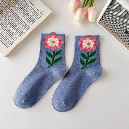 Breathable Women's Floral Cotton Socks c1 by HitMyNeed