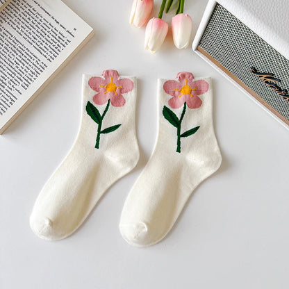 Breathable Women's Floral Cotton Socks c2 by HitMyNeed