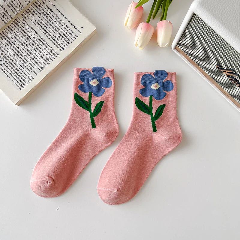 Breathable Women's Floral Cotton Socks c5 by HitMyNeed