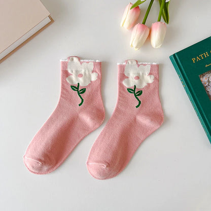 Breathable Women's Floral Cotton Socks c7 by HitMyNeed