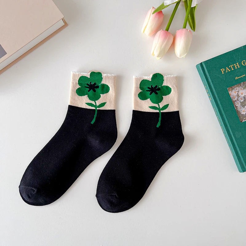 Breathable Women's Floral Cotton Socks c9 by HitMyNeed