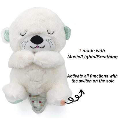 Breathing Bear Soothing Otter Plush Sleep Toy 30cm white-otter by HitMyNeed