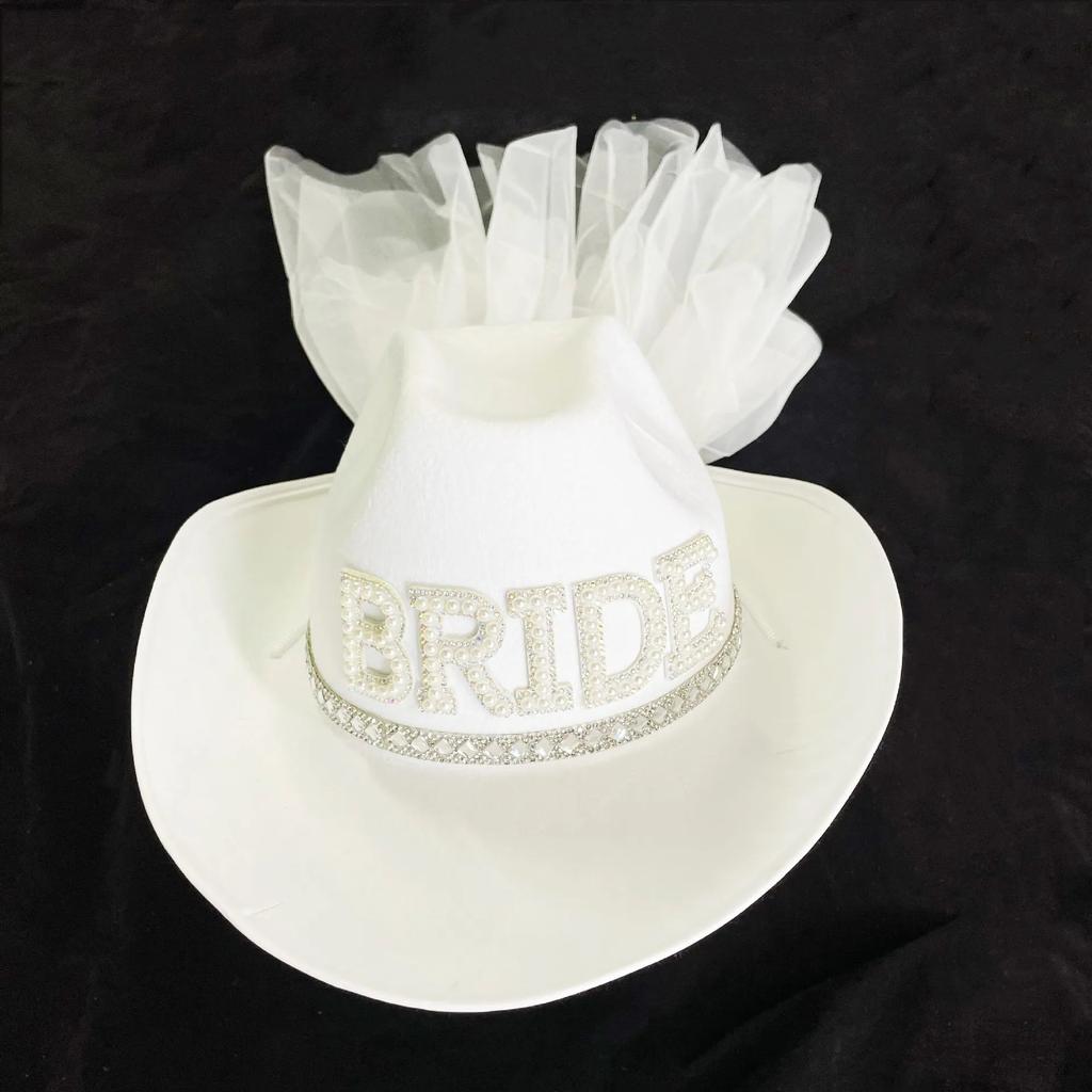 Bride Cowboy Hat with Veil for Weddings & Parties by HitMyNeed