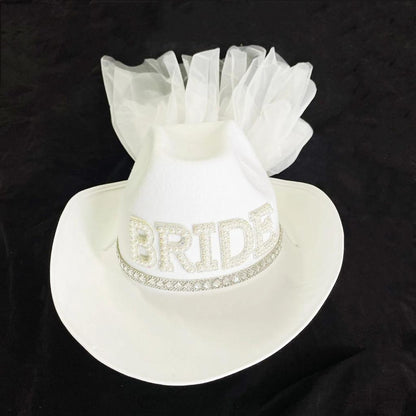 Bride Cowboy Hat with Veil for Weddings & Parties by HitMyNeed