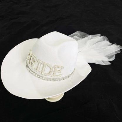 Bride Cowboy Hat with Veil for Weddings & Parties by HitMyNeed