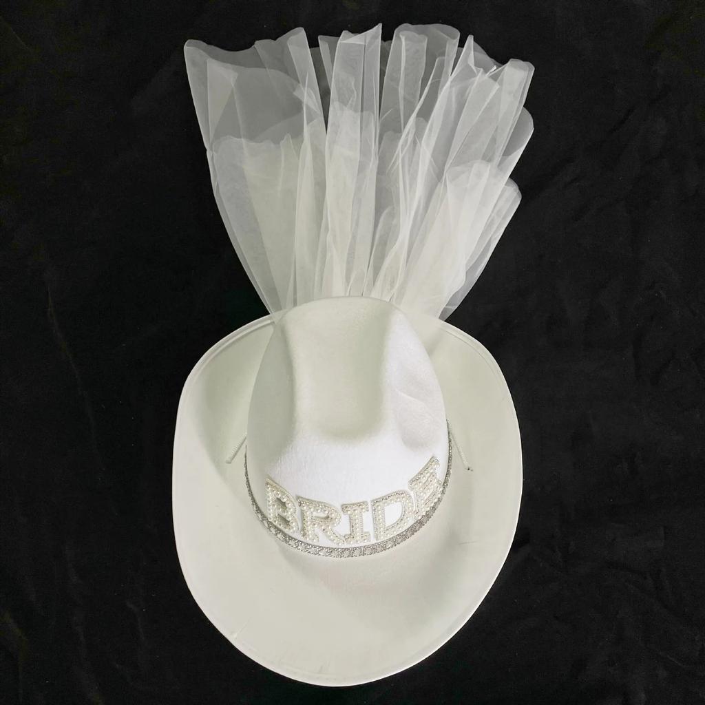 Bride Cowboy Hat with Veil for Weddings & Parties by HitMyNeed