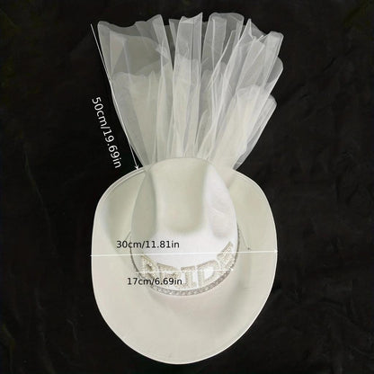 Bride Cowboy Hat with Veil for Weddings & Parties by HitMyNeed