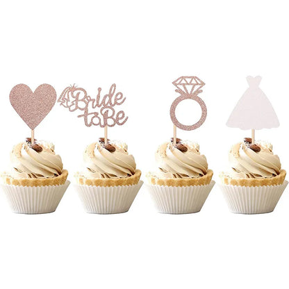 Bride to Be Cupcake Toppers for Bridal Showers B - 24pcs by HitMyNeed