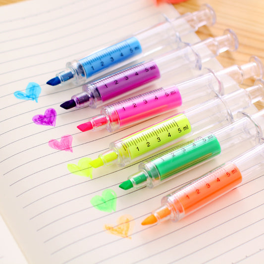 Bright Neon Syringe Highlighters Set of 6 by HitMyNeed