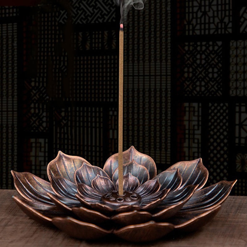 Bronze Lotus Alloy Incense Burner Plate, 12 Styles 1 by HitMyNeed