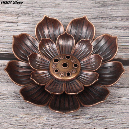 Bronze Lotus Alloy Incense Burner Plate, 12 Styles by HitMyNeed
