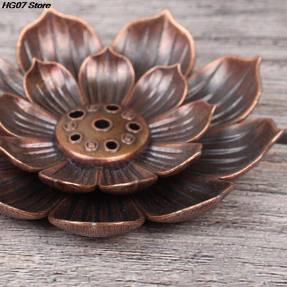 Bronze Lotus Alloy Incense Burner Plate, 12 Styles by HitMyNeed