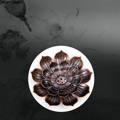 Bronze Lotus Alloy Incense Burner Plate, 12 Styles by HitMyNeed