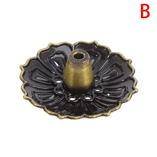 Bronze Lotus Alloy Incense Burner Plate, 12 Styles 8 by HitMyNeed