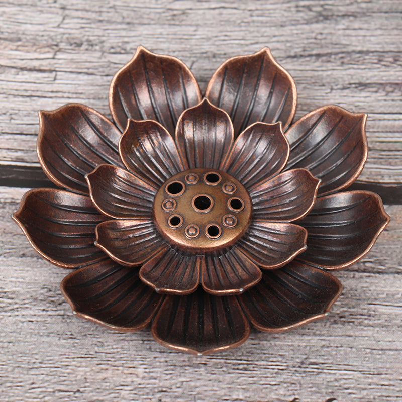 Bronze Lotus Alloy Incense Burner Plate, 12 Styles diameter-5-8cm by HitMyNeed