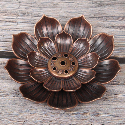 Bronze Lotus Alloy Incense Burner Plate, 12 Styles diameter-5-8cm by HitMyNeed