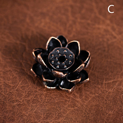 Bronze Lotus Alloy Incense Burner Plate, 12 Styles incense-sticks-200003699 by HitMyNeed