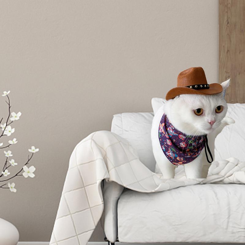 Brown Adjustable Cat Cowboy Hat by HitMyNeed