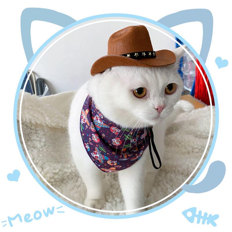 Brown Adjustable Cat Cowboy Hat by HitMyNeed