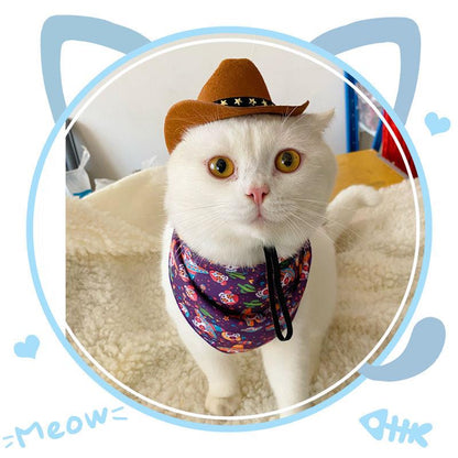 Brown Adjustable Cat Cowboy Hat by HitMyNeed