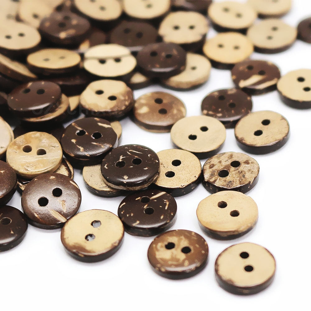 Brown Coconut Shell Buttons 10mm (100 Pack) by HitMyNeed
