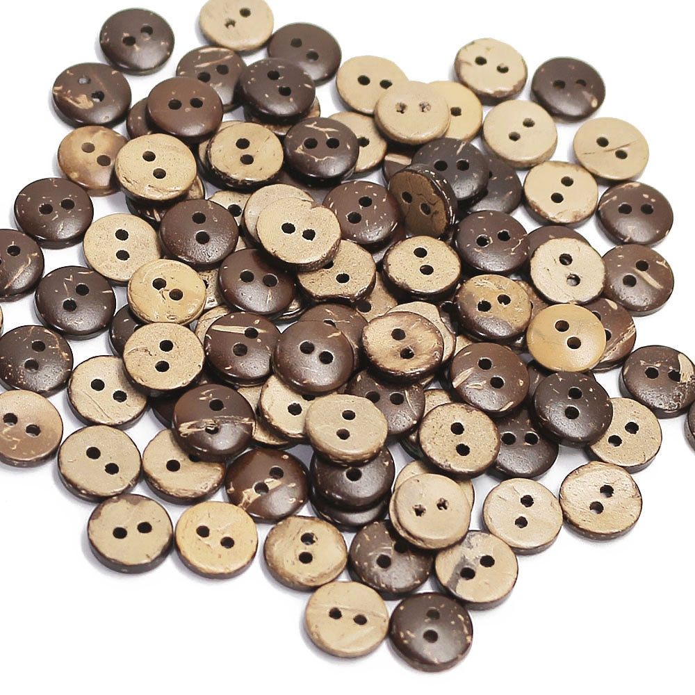 Brown Coconut Shell Buttons 10mm (100 Pack) by HitMyNeed
