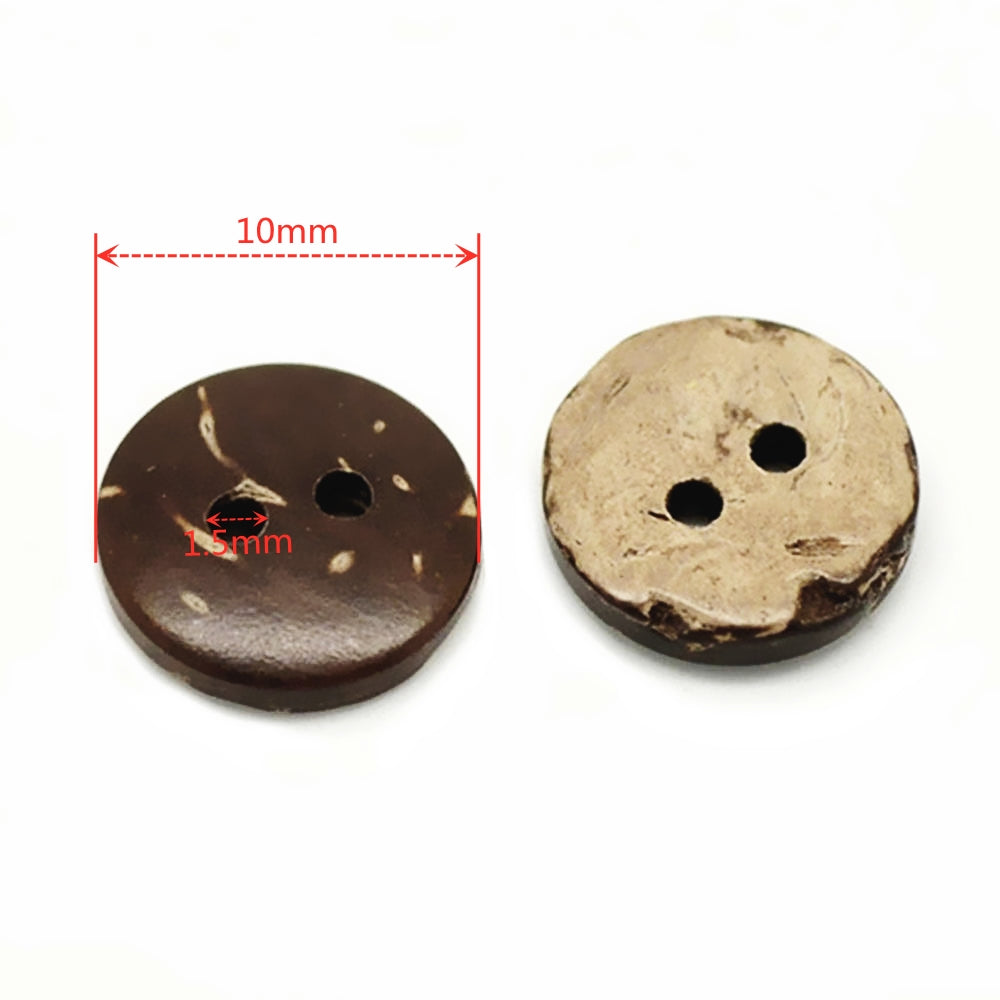 Brown Coconut Shell Buttons 10mm (100 Pack) by HitMyNeed
