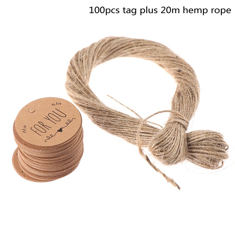 Brown Kraft Paper Gift Tags with Jute String (100pcs) by HitMyNeed