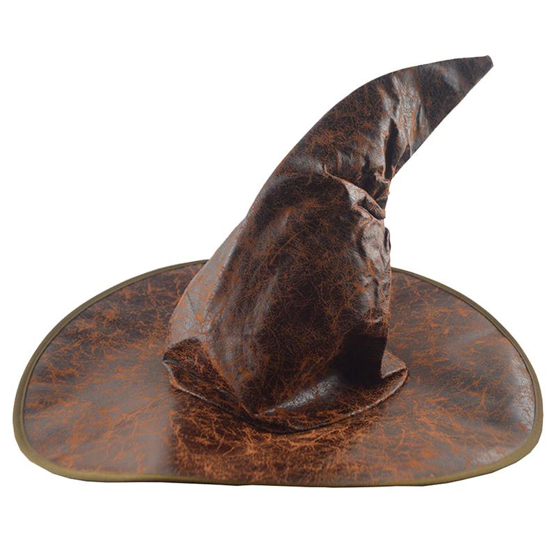Brown Leather Halloween Witch Hat Prop by HitMyNeed