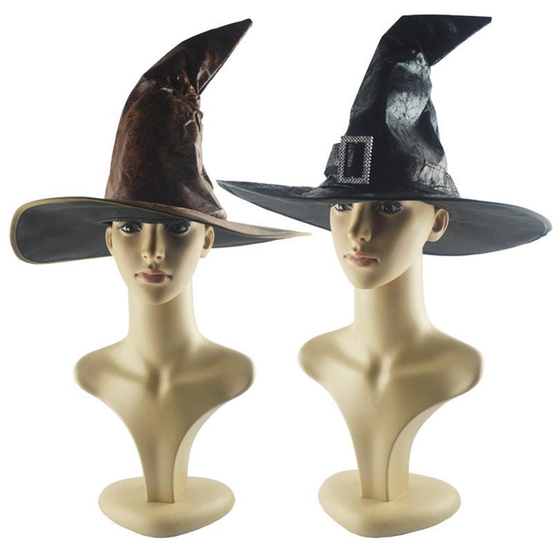 Brown Leather Halloween Witch Hat Prop by HitMyNeed