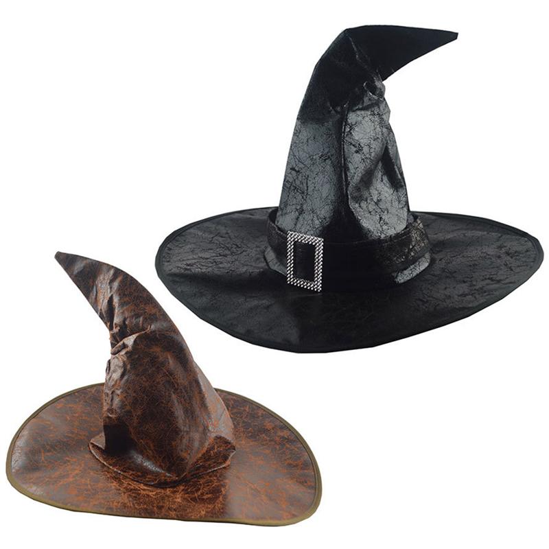Brown Leather Halloween Witch Hat Prop by HitMyNeed