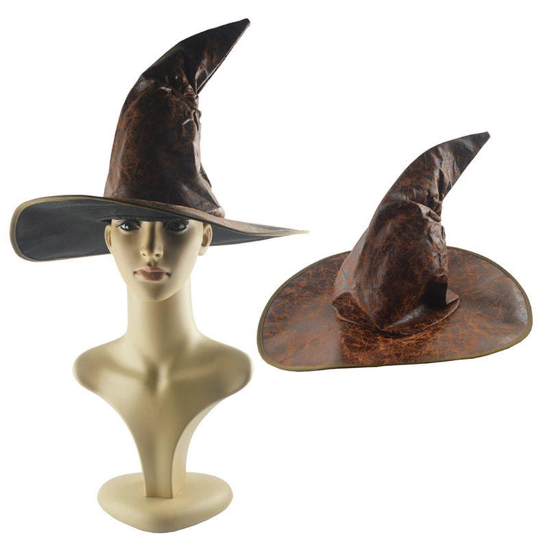 Brown Leather Halloween Witch Hat Prop by HitMyNeed