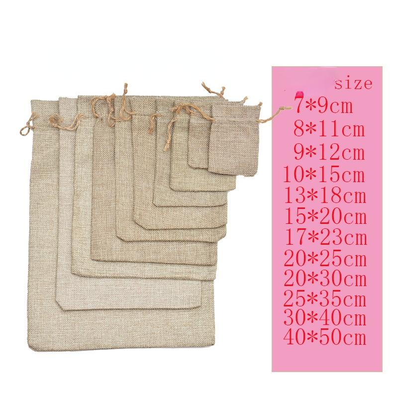 Brown Linen Drawstring Pouches (50 Pack) 13x18cm-hemp-rope by HitMyNeed