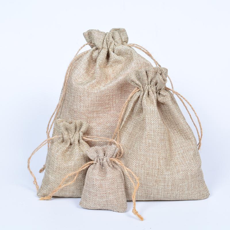 Brown Linen Drawstring Pouches (50 Pack) 15x20cm-hemp-rope by HitMyNeed